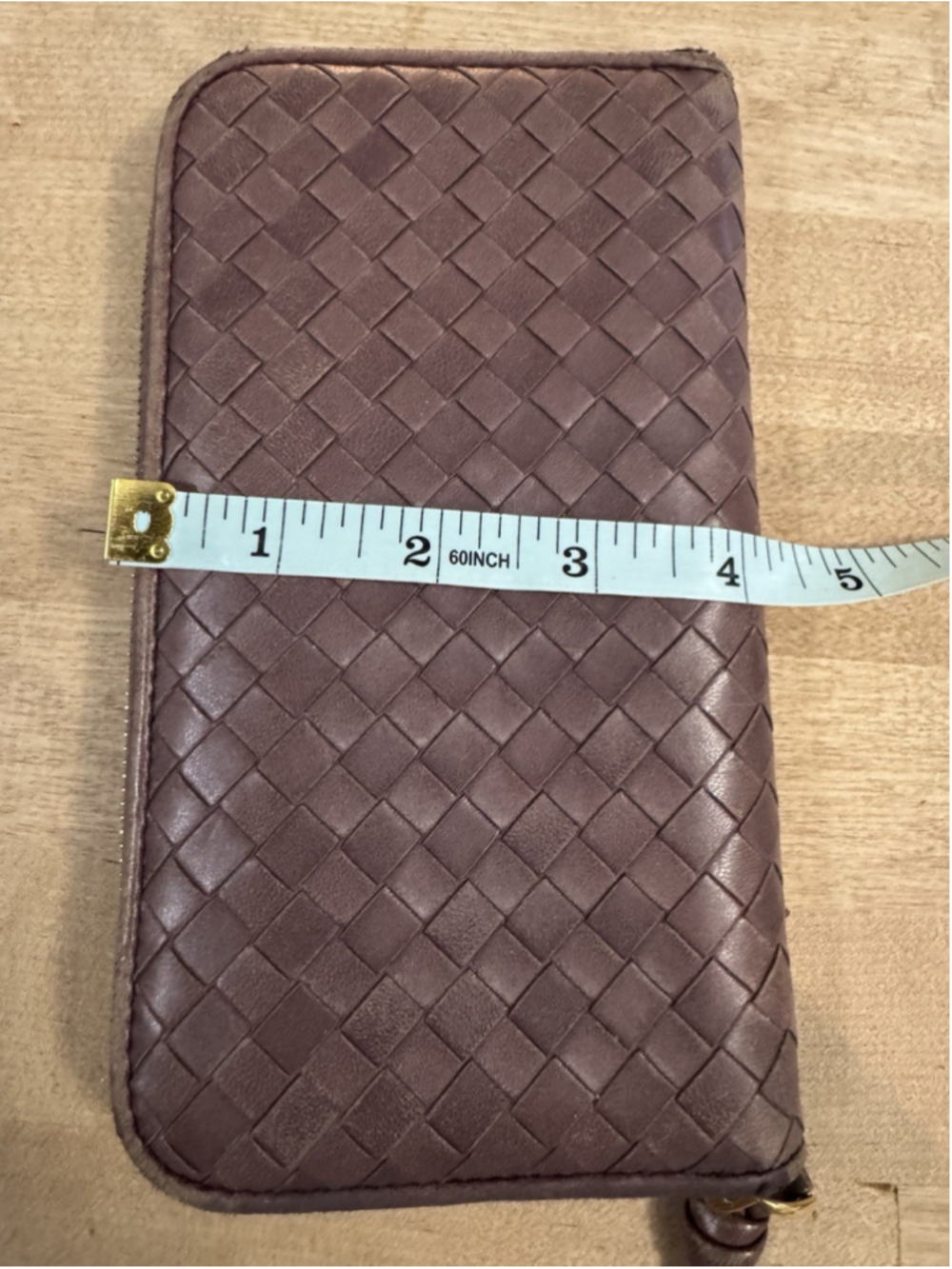 Bottega Veneta Authentic Intrecciato Leather Zip Around Women Wallet Mauve - Picture 13 of 14